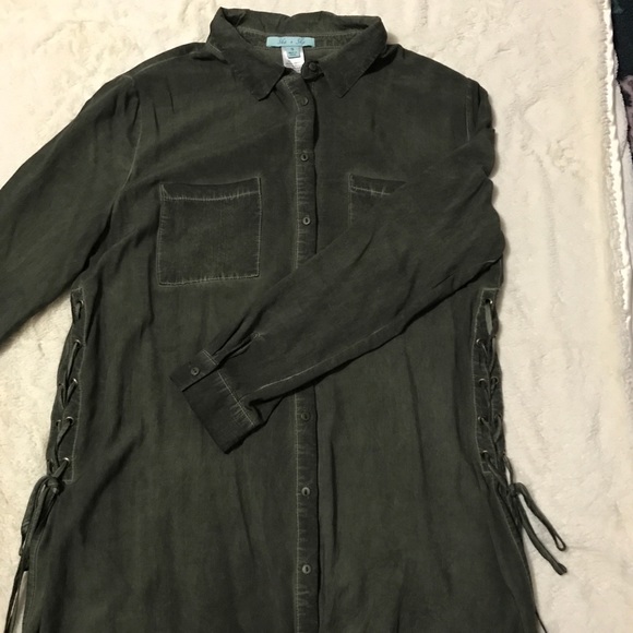 Olive Tie Detail Top - Picture 2 of 6